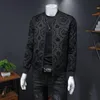 Męskie Kurtki Korona Rocznika Kurtka Mężczyźni 2021 Wiosna Męskie Koreański Slim Club Outfit Bomber Black Print Jaqueta Masculina