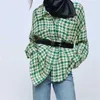 Aelegantmis Vintage Pockets Oversized Plaid Tweed Jas Damesmode Revers Kraag Jas Vrouwelijke Losse Bovenkleding Korea 210607