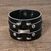 Moda punk vintage exagerado personalidade de couro cuff charme pulseira tendência pulseira de couro largo