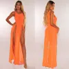 Biquini feminino maiô cobrir vestido de praia wear malha pura vestido longo verão maiô férias sarong pareo t2005172283