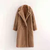 Evfer Women Casual Woolen Khaki Warm Long Coats Oversize Kvinnlig Mode Teddy Cashmere Loose Jacket Ladies Vinter Tjock Outwear 210421