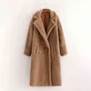 Evfer Women Casual Woolen Khaki Ciepłe Długie Płaszcze Oversize Kobiet Moda Teddy CashMere Luźna Kurtka Damska Zima Gruba Znosić 210421