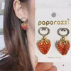 Strawberry Earring Double Letter Charm Stud Luxury Diamond Earrings Halloween Gift for Women