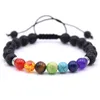 7 Chakra Natural Lava Pedra Beads Braceletes Difusor Difusor Difusor Charms Pulseira de Ioga para Homens Mulheres Jóias