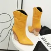 Meotina zima buty westernowe kobiety moda dziwna styl obcas połowie łydki buty moda super wysoki obcas buty dama jesień rozmiar 210608