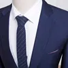 2019 nouveau costume bleu foncé costume décontracté d'affaires version coréenne du costume marié Slim Best Groom X0909