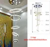 大型高級クリスタル LED シャンデリア照明器具 5 リングサークルペンダントハンギングランプ階段ホール調光 Lustres
