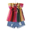 Girls Clothes Summer Children Clothse Multicolor Top+Shorts 2PCS Toddler Set 210515