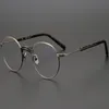 패션 선글라스 프레임 일본어 수제 순수 티타늄 안경 빈티지 여성 초경량 라운드 안경 처방전 myopia 컴퓨터 Eyegla