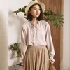 Koreanische Taste Strickjacke Laterne Langarm Damen Tops Herbst Frauen Blusen Japanischen Stil Vintage Süße Shirts Blusas 10472 210508