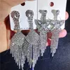 Diamanten Lange Kwastje Dangles Eardrop Claw Chain Dames Oorbellen Boutique Vrouwelijke Sieraden Super Flash Rhinestone Gemengde Batch