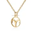 12 Constell Pendant Necklace Silver Gold Gold Stainless Steel Zodiac Horoscopeサインネックレス