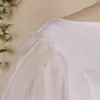 흰 블라우스 여성 섹시한 긴 랜턴 슬리브 탑을 통해 얇은 투명 셔츠 플러스 사이즈 여성 이브닝 생일 파티 톱 210527