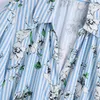 甘い女性Vネック弓レースドレス2021春秋のファッションレディースカレッジスタイルかわいいプリントシャツカジュアルドレス
