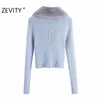 Zevity Frauen Mode Faux Pelz V-ausschnitt Patchwork Lace Up Cardigan Stricken Pullover Weibliche Chic Langarm Offene Dünne Tops s432 210603