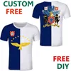 Azores T Shirt Custom Men's Portugal Coat of Arms Pigeon Tee Shirts Personalized Work Uniform Top X0602