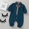 1 مجموعة newbaby صبي الملابس مخطط الرضع الأولاد رومبير كم طويل طفل حللا القطن الأطفال مصمم playsuit بوتيك الاطفال الملابس