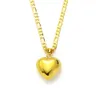 22k Fine Gold Finish Glaze Heart Pendant Italienska Figaro Link Kedja Halsband Smooth Womens