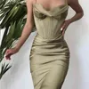 Kvinnor Sexig Runway Elegant Designer Green Ice Silk Dress Ladies Club Evening Celebrity Bodycon Party Vestido 210527