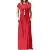 Robe longue d'été élégante pour femmes, manches courtes, Maxi, robes de soirée décontractées, vert, rouge, XXL241K