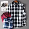 Camisa de franela cepillada de manga larga de moda para hombres Bolsillo de parche único Cómodo algodón Casual Slim Fit Camisas a cuadros a cuadros 210628