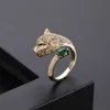 fashion personality alternative leopard head micro inlaid zircon ring women men's silver and gold open rings lover jewelrys couple gifts come with box