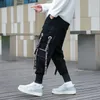 일본의 스트리트웨어 바지 패션 블랙화물 스트라이프 Drawstring 힙합 스웨트 팬츠 스키니 캐주얼 조깅 남자 2021 남자
