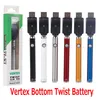 Droit Vertex Préchauffez le kit de blister de batterie avec torsion inférieure Twist 380MAH Préchauffage O Pen Vape Vapeur Vaporisateur de tension pour une cartouche d'huile épaisse A32