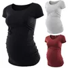 Bear Leader Prenatal Kvinnor Sommar Casual T-shirts Fashion Maternity Solid Färg Toppar Gravid Graviditet Cotton Clothings 210708