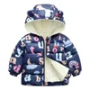 Autumn Winter Hooded Children's Down Jackets For Baby Boys Girls Solid Thick Fleece Warm Kids Top Coats Outerwear Clothes 211025