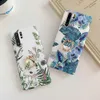 Vintage Banana Leaf Flower Phone Fodral För Samsung S21 Plus S20 S10E S10 S9 S8 Plus Not 10 Finger Ring Soft Back Cover