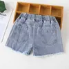 Fashion Kids Shorts for Girls Cotton Cartoon Butterfly Pants Children Elastic Waist Jeans Short Summer Clothes Teens 210622