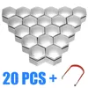 20 pcs cromo 22mm roda hex noz de porca capa anti-ferrugem tampas de parafuso protetora parafuso de cubo com ferramenta de remoção