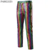 Pantaloni uomo lucido metallico Pantaloni Paillettes Plaid Pantaloni Plaid Mens Rock Hip Hop Pantaloni da uomo Nightclub Dance Disco Festival Pantalones Hombre 210524