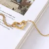 Lien, chaîne française double couche en acier boule coeur bracelet à breloques pour femmes titane rétro fille datant conception bijoux en gros