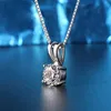 Handgjorda 2CT Lab Diamond Pendant Real 925 Sterling Silver Party Wedding Pendants Choker Chain Halsband för kvinnor Fina smycken