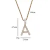 Pendant Necklaces Wholesales A-Z 26 Bling Zircon Necklace CZ Brass Pendants Men Hip Hop Jewelry CN234