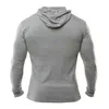 Merk Herfst Fitness Kleding Mens Hooded T-shirt Streetwear Bodybuilding Lange Mouw T-shirt Gym T-shirt Sweatshirts 210421