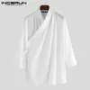 2021 camisetas para hombre estilo chino color sólido camisa de hombre collar retro hanfu elegante camisa vintage vintage encaje arriba manga larga S-5XL G0105