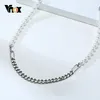 VNOX 8mm pérolas de pérolas colares para homens de aço inoxidável Chain cubana punk jóias masculinas góticos