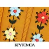 Kpytomoa Kobiety Sweet Fashion Floral Haft Cropped Knit Kamizelka Sweter Vintage Bez Rękawów Kobiet Kamizelka Chic Topy 211008