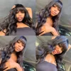 Malaysian Human Hair Body Wave Bangs Wig For Black Women Machine Made No Lace Wigs Remy Natural Color