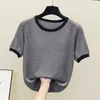 L-4XL plus size women Summer thin basic sweater pullover short Sleeve o neck loose casual Oversized sweaters jumper 210604