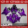 Corpo de Motocicleta para Yamaha YZF-R1 YZF-1000 YZF R1 1000 CC 00-03 Bodywork 90no.27 Brilho Roxo YZF R1 1000CC YZFR1 02 03 00 01 YZF1000 2002 2003 2000 Kit de feiras de OEM