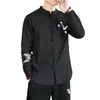 IEFB Chinesischen Stil Baumwolle Hanf Große Größe Hemd Männer Casual Tang-anzug Kranich Bestickte Stehkragen Bluse 9Y6019 210524