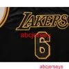 Hommes LeBron James 6 col rond peau de serpent maillots de basket-ball noir or maillot S, M, L, XL, XXL Gilet