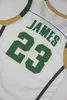 SJ İrlandalı St. Vincent Mary Forma Erkekler Basketbol Lisesi LeBron 23 James Jersey Erkekler Yeşil Beyaz Uzak Takım Spor Nefes Alabilir Yüksek Kalite