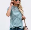 Plus Size 4xl 5XL Shirt Blouse Female Spring New Tops O-neck Half Sleeve Lace Splice Print Boho Women shirt 210412