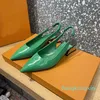 Sandalias de tacón medio para mujer, 4 cm, letras de moda, tacones altos cosidos de cuero, zapatos puntiagudos sexys de verano, exhibición de lujo, zapatos de boda para fiesta, entrega