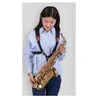Vandringsstänger vuxna barn mjuk sax rem pu läder dubbel axel saxofonband med stålkrok för alt tenor soprano